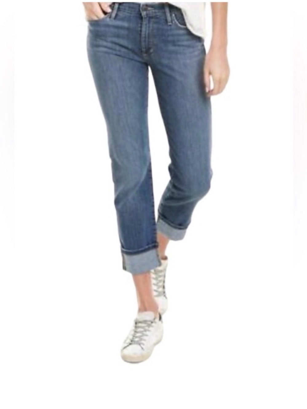 Joe’s Jeans Straight Cropped Cuffed Medium Wash Denim Size 24